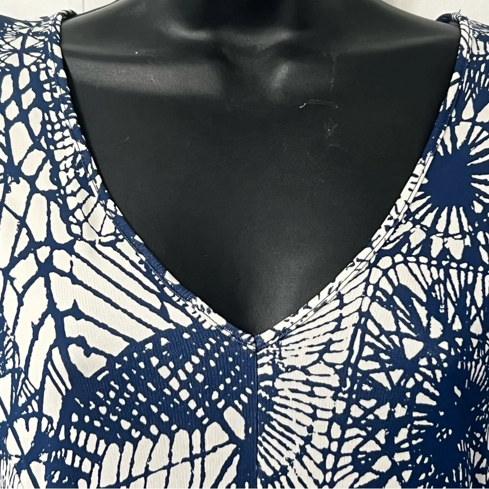 Tory Burch Baltic Sea Dream Catcher V-Neck Cap Sleeve Midi Dress Size XS